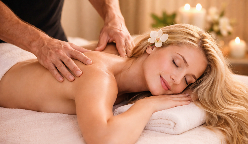 jemná šestiruční masáž ženy